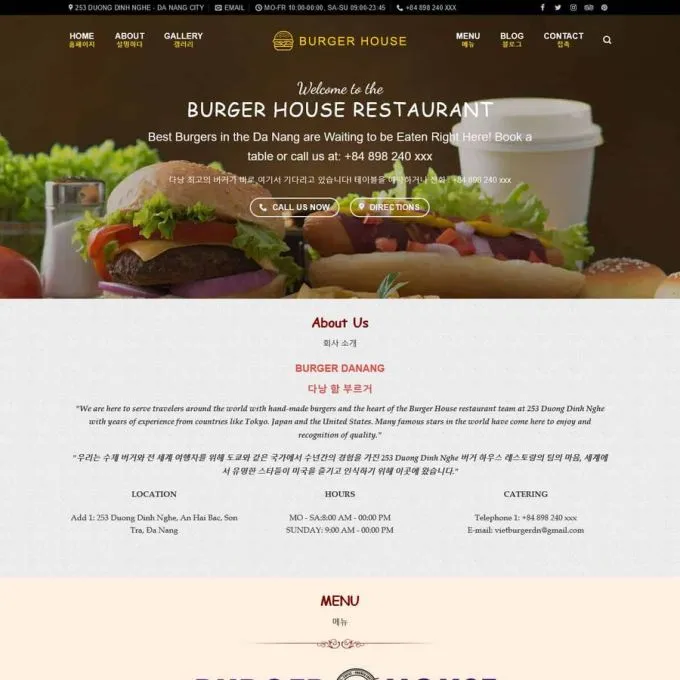 Theme wordpress bán Burger