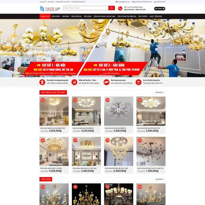 Theme wordpress bán đèn chùm đẹp