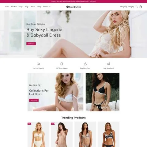 Theme wordpress shop thời trang áo lót sexy