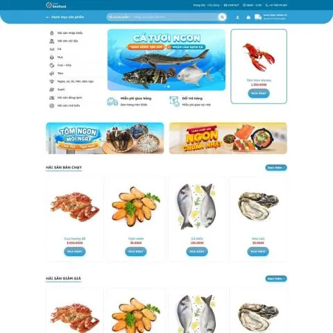 Theme WordPress Bán Hải Sản 01 chuẩn đẹp