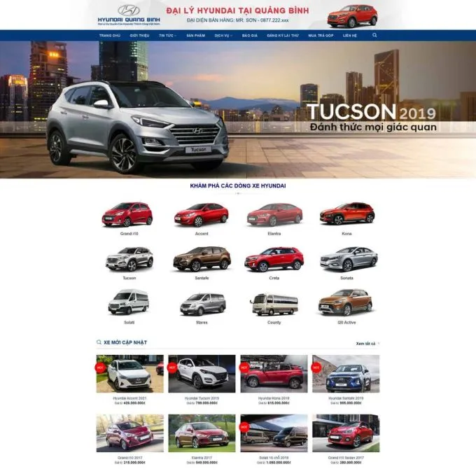 Theme wordpress bán ô tô hyundai 3