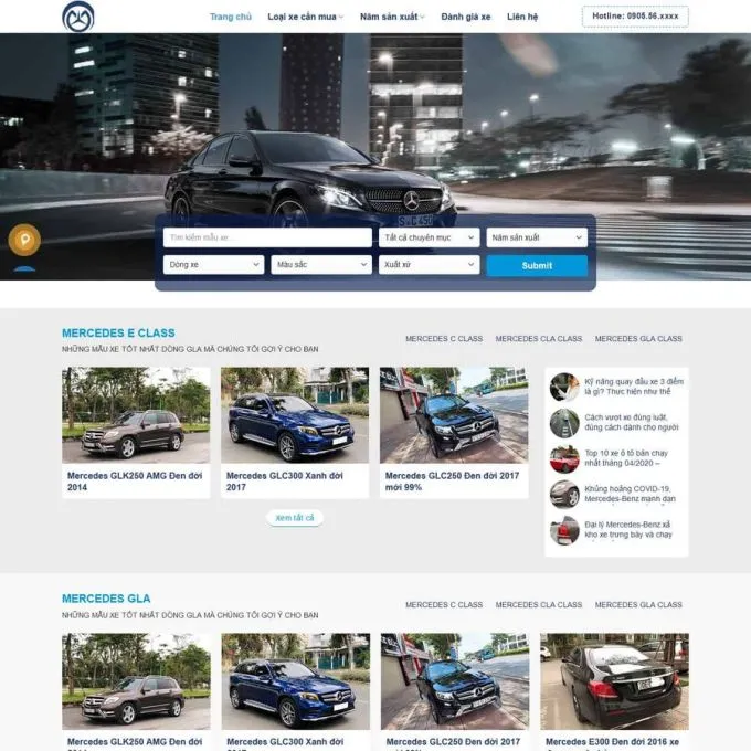 Theme wordpress bán xe mec