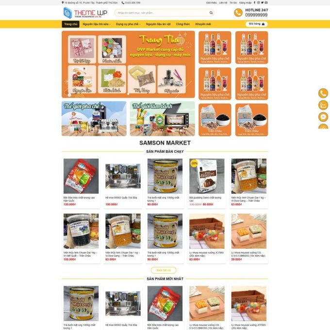 Theme wordpress shop nguyên liệu