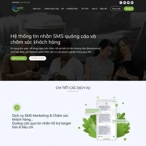 Theme wordpress dịch vụ sms