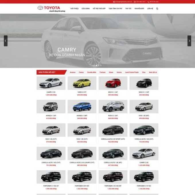 Theme wordpress bán ô tô toyota 2